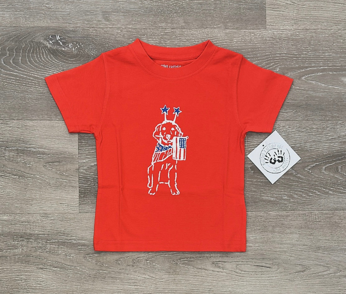 SS Red Patriotic Dog T-Shirt