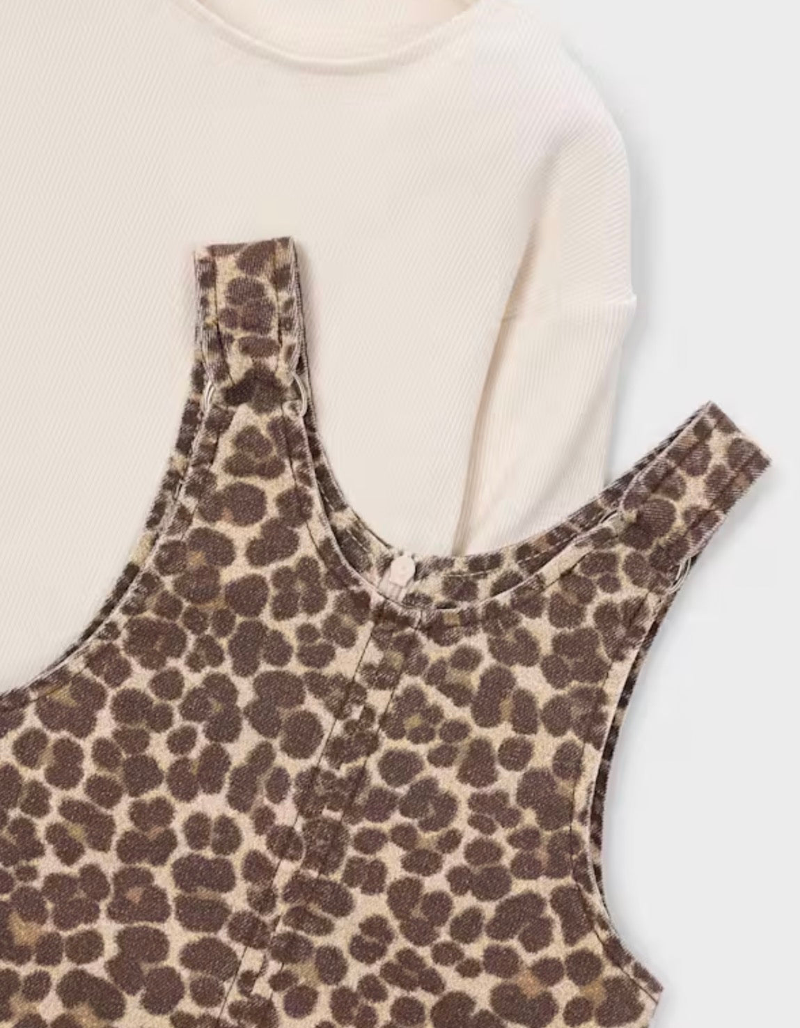 Girl Pinafore with T-Shirt-Leopard