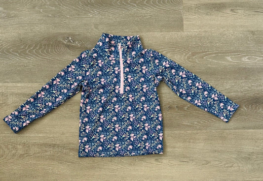 Navy Ditsy Floral Pull Over Top
