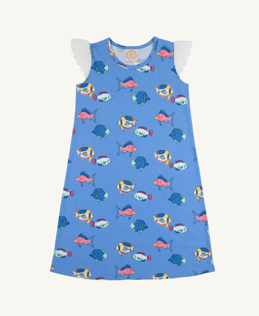 Sleeveless Polly Play Dress-Eyelet-Here Fishy Fishy/Worth Ave White