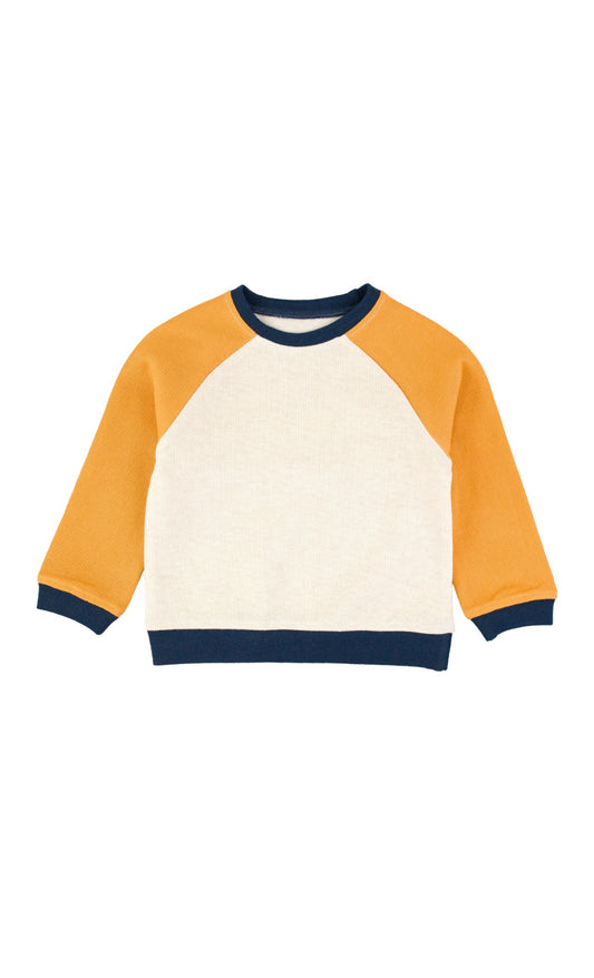 Knit Ragland Sweatshirt- Heather Oatmeal Color Block