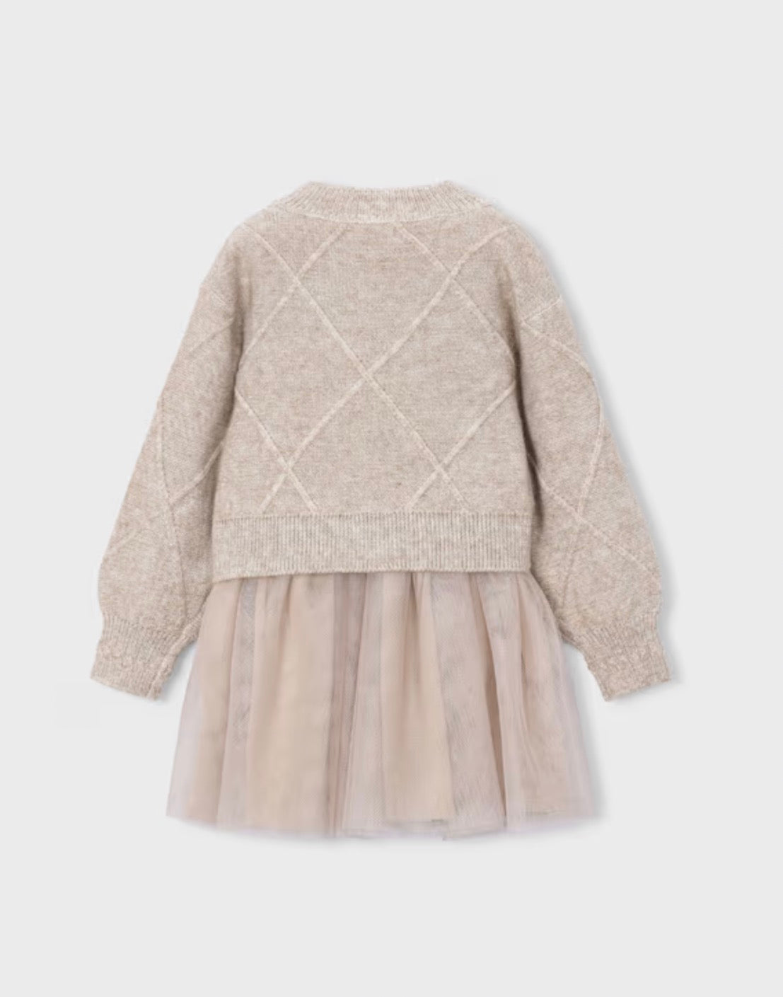 Girls Mixed Knit Dress w/Bows