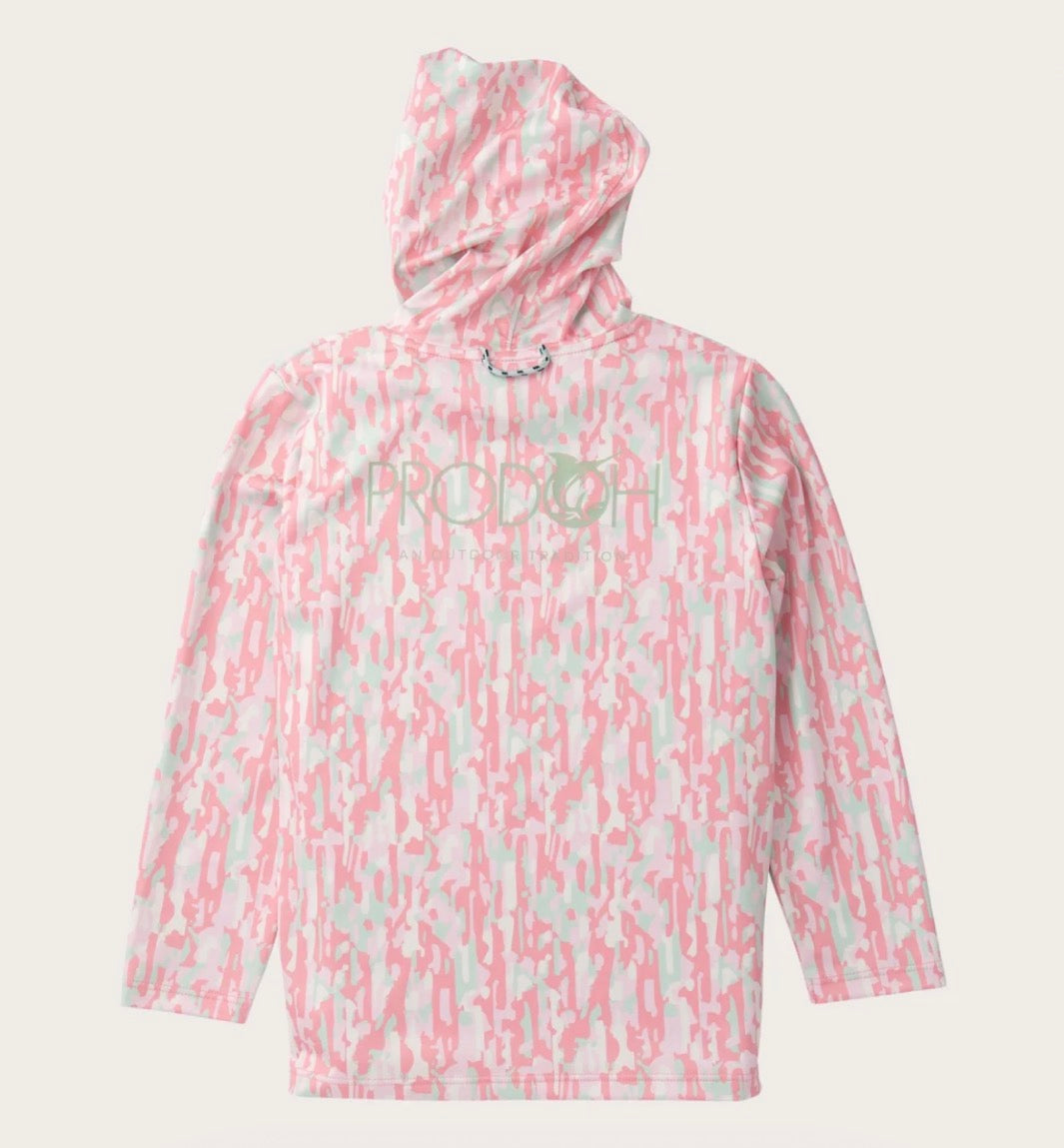 Girls' Pro Performance Hoodie T-shirt in Geranium Pink Camo