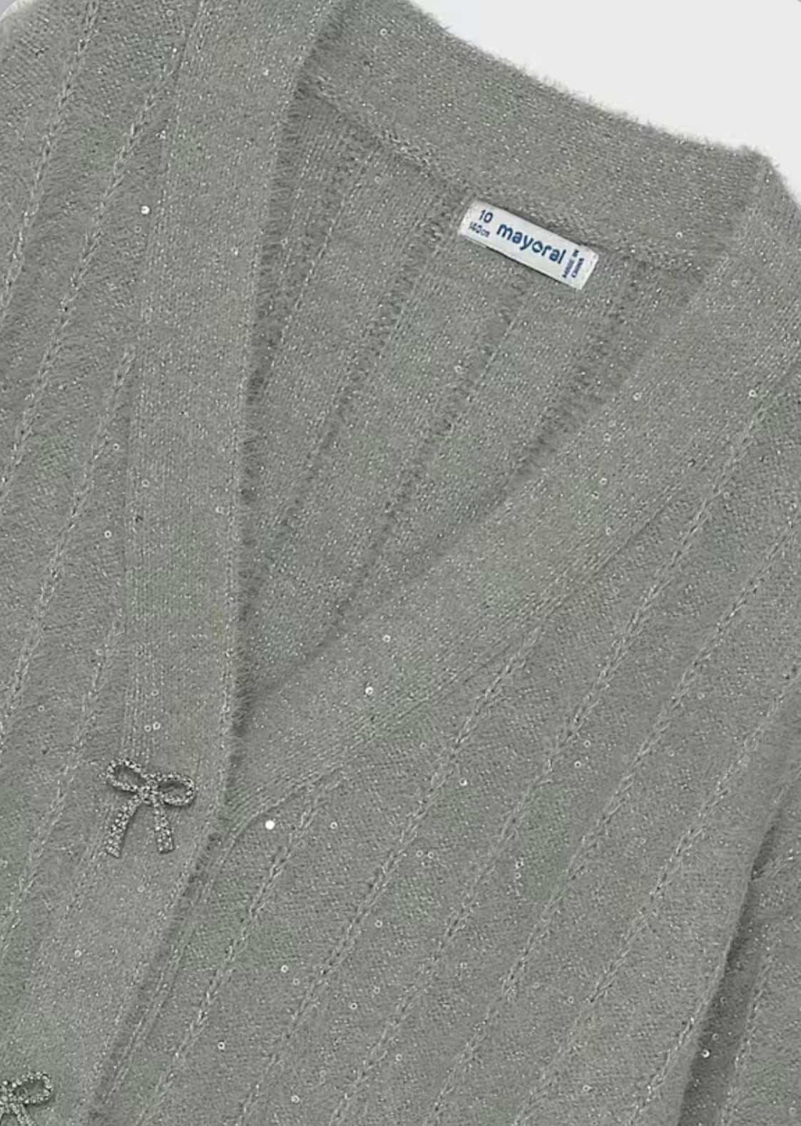 Girls Sequin Cardigan - Grey