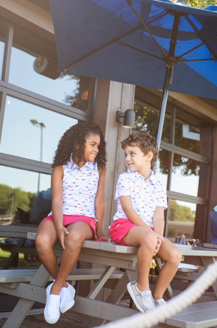 Girls' Sleeveless Pro Performance Polo- Americana Fish Print