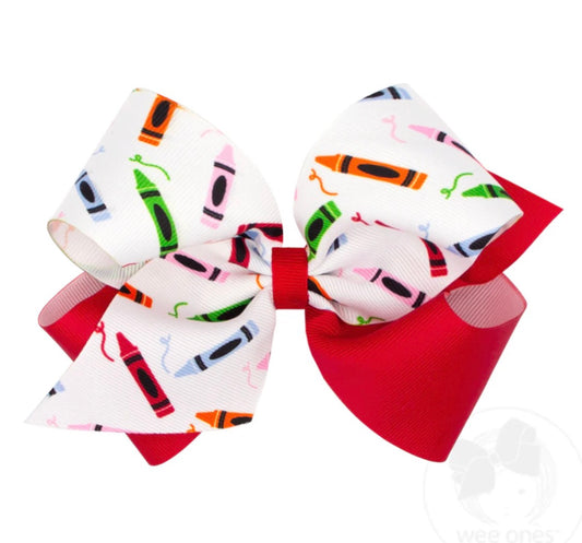 Crayons-King Back to School Colorblock Crayons Print Hair Bow