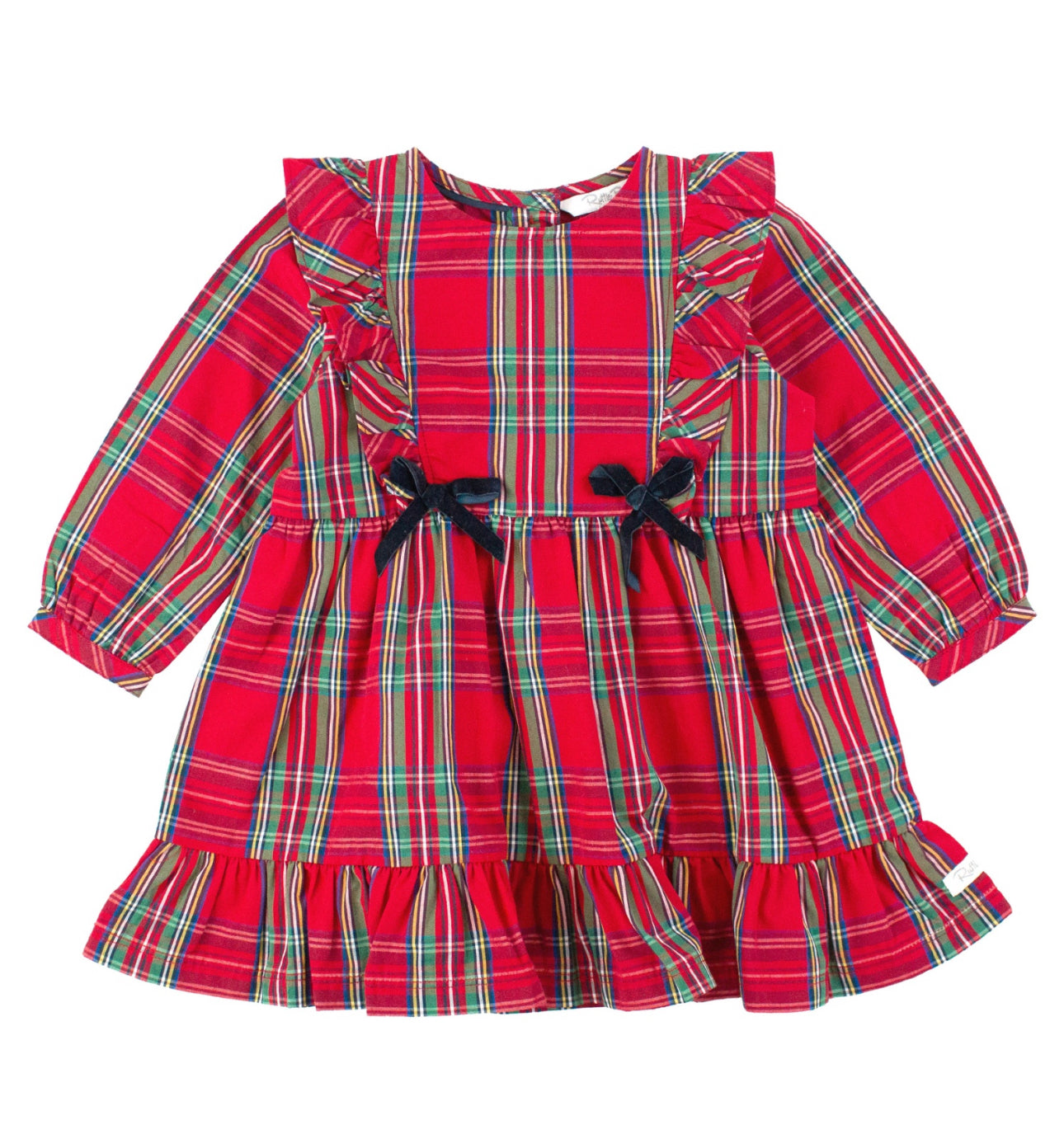 Ruffle Bow Dress-Tis The Season Plaid