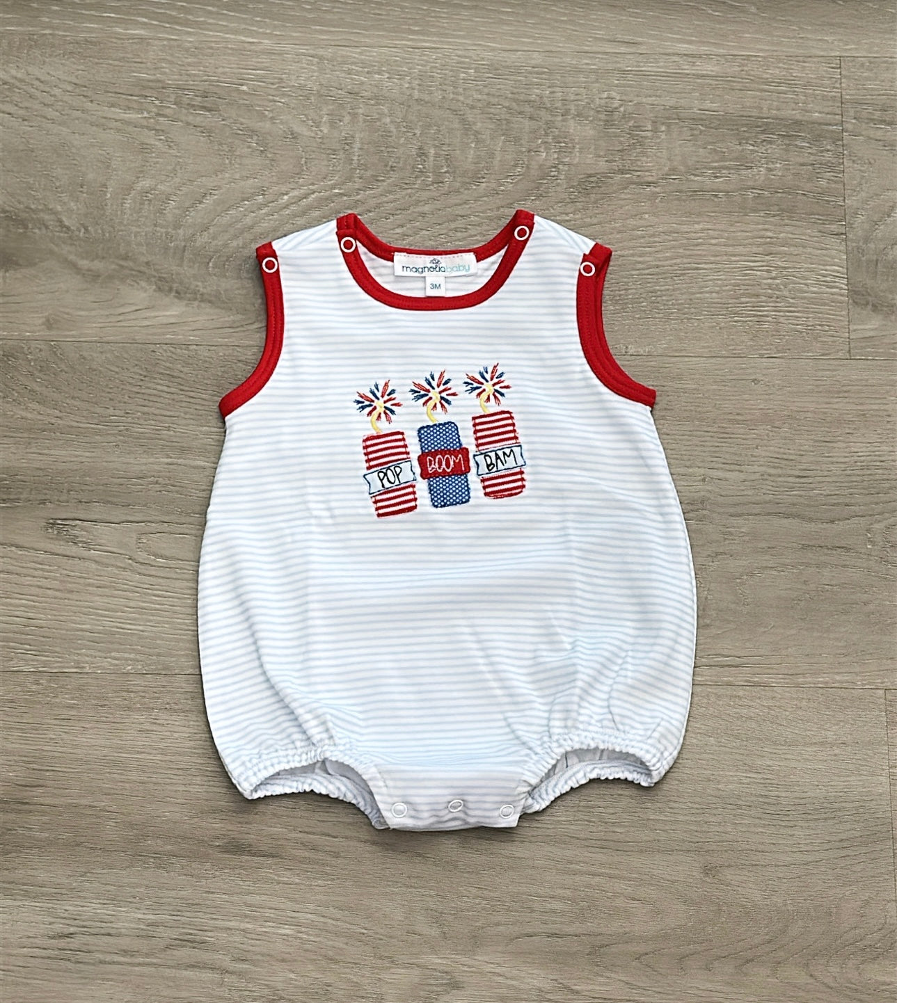 Pop!Boom! Bam! Applique Red S/less Boy Bubble