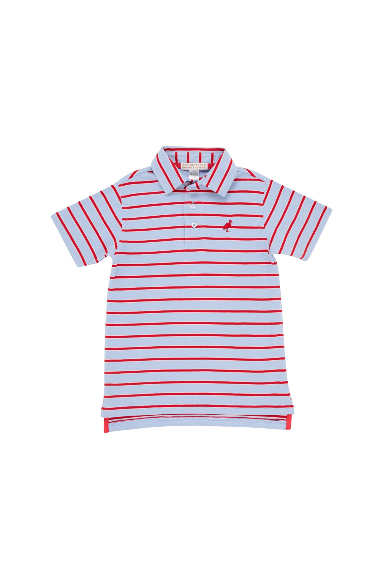 Prim and Proper Polo Ss-Pima- Broward Blue Stripe, Richmond Red