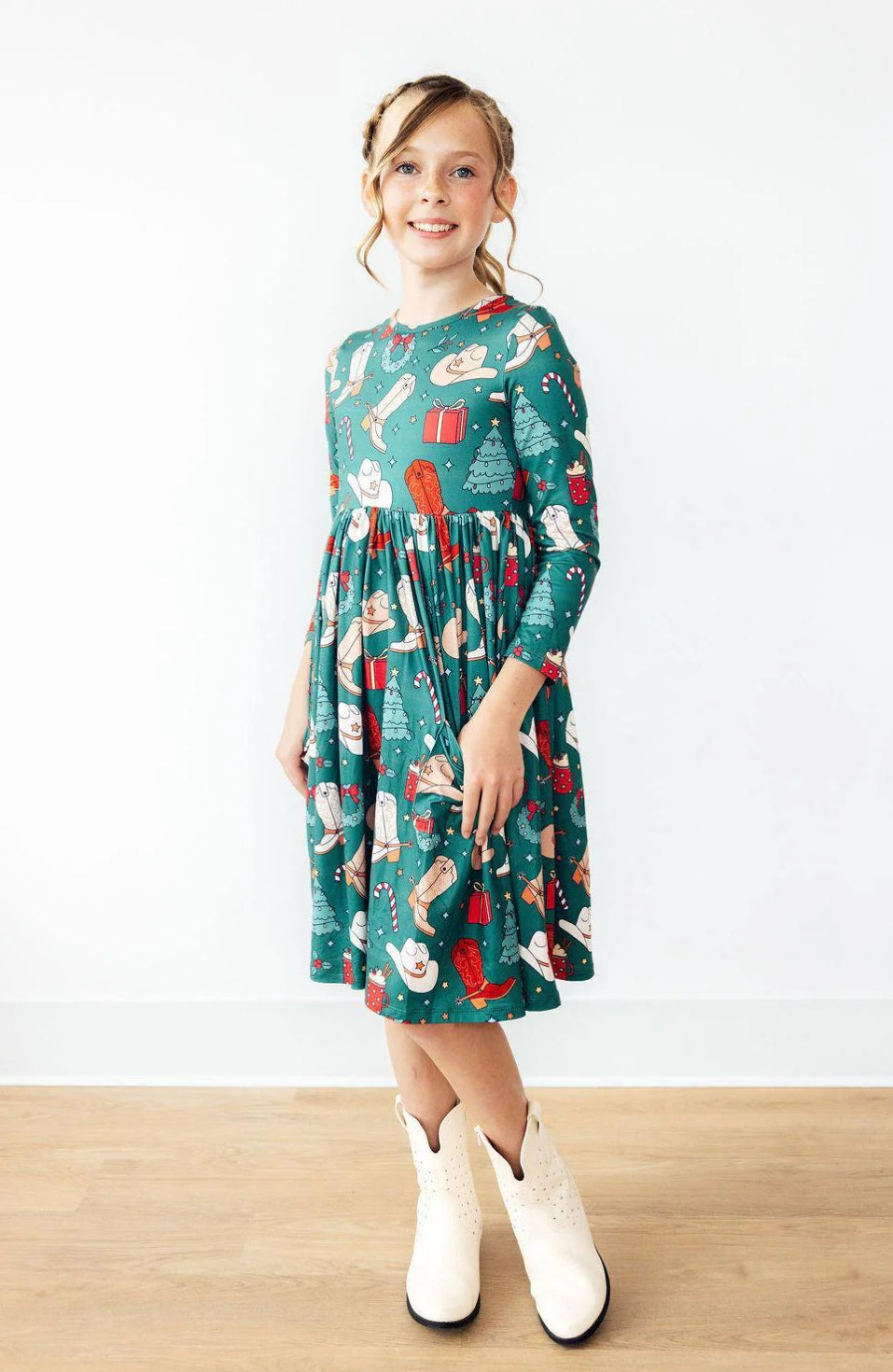 Western Wonderland L/S Pocket Twirl Dress