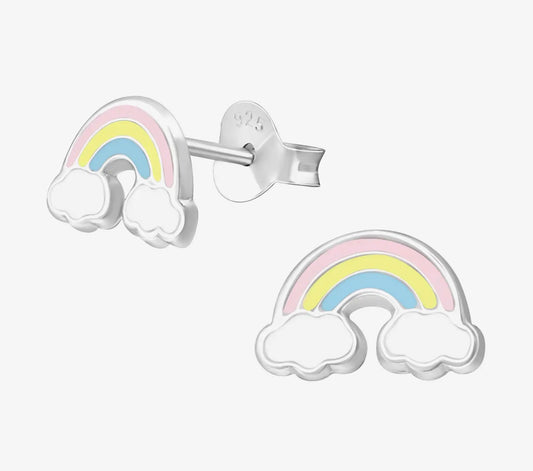 Rainbow Design Stud Earrings in Sterling Silver