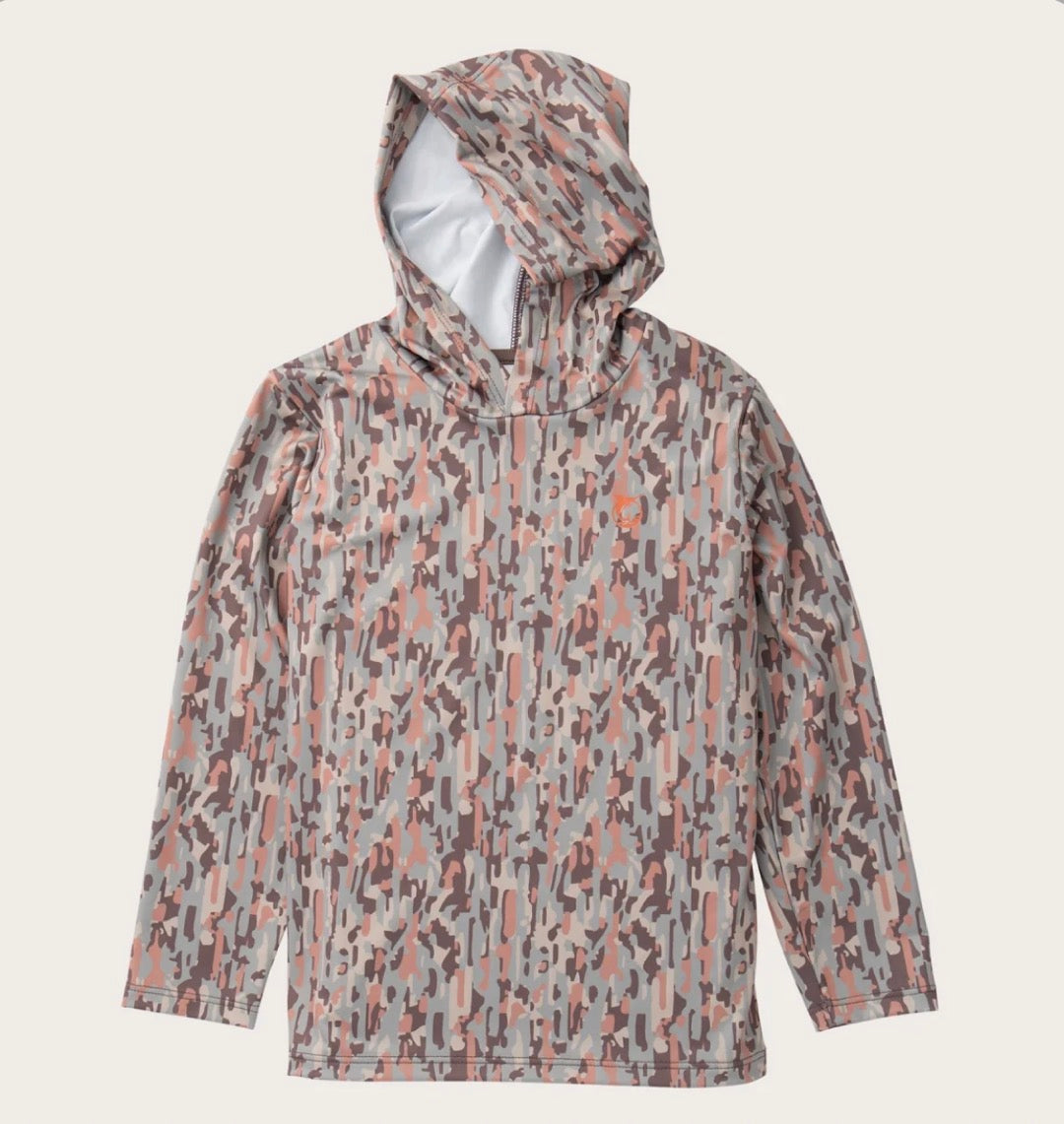 Boys' Pro Performance Hoodie T-shirt in Neutral Camo with Deer Antlers