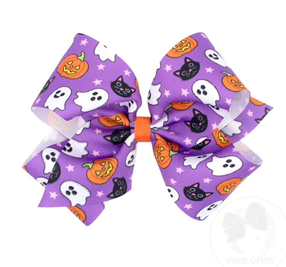 King Purple Halloween Print Hair Bow