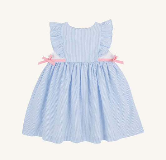 Pammy’s Pinafore Dress-Breakers Blue Seersucker/Sandpearl Pink