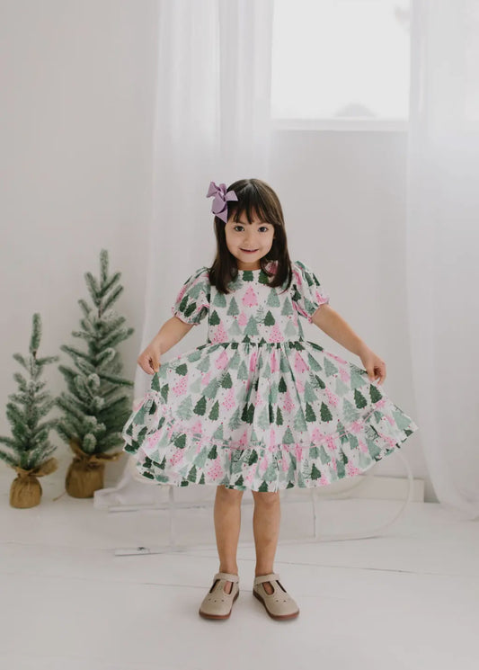 Aura Poplin Dress in Christmas Tree
