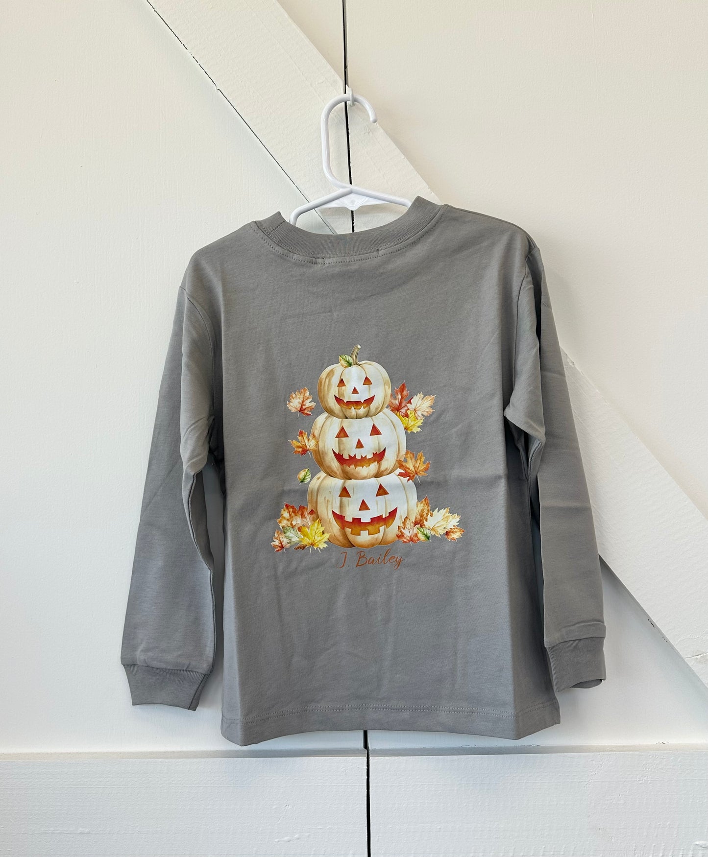 L/S Logo Tee, Jack O Latern, Grey