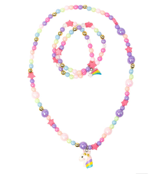 Cheerful Starry Unicorn Necklace and Bracelet Set