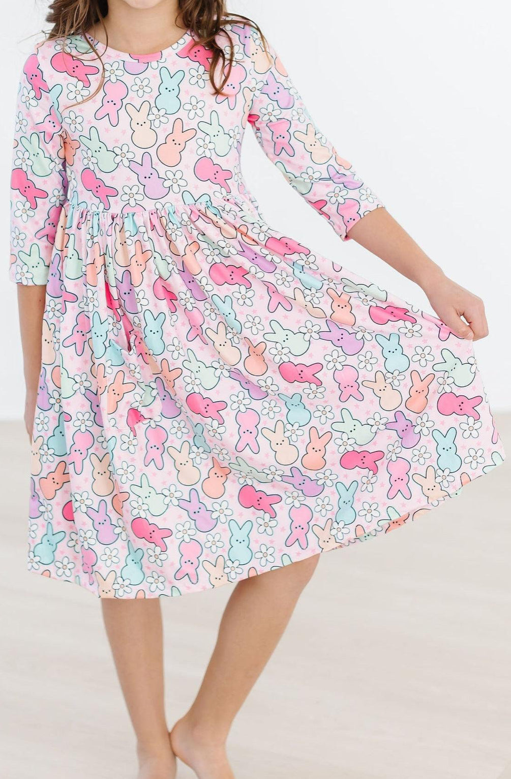 Hanging with My Peeps 3/4 Sleeve Twirl Dress