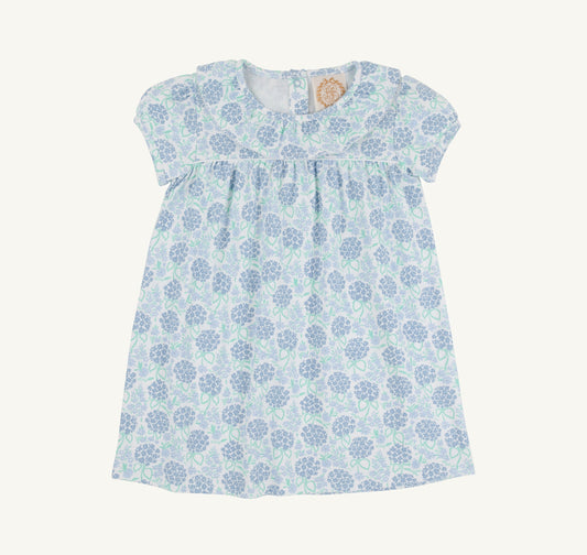 Short Sleeve Ramona Ruffle Dress-Handful of Hydrangeas/Worth Ave White