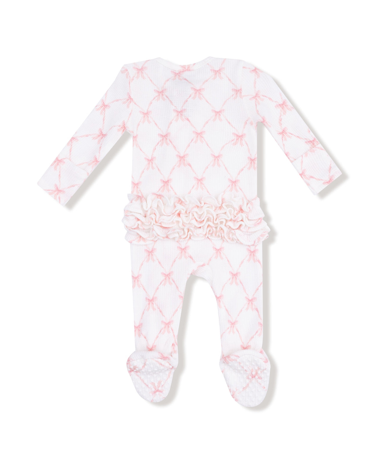 Ribbon Bow Trellis- 2 Way Ruffle Zipper Footie