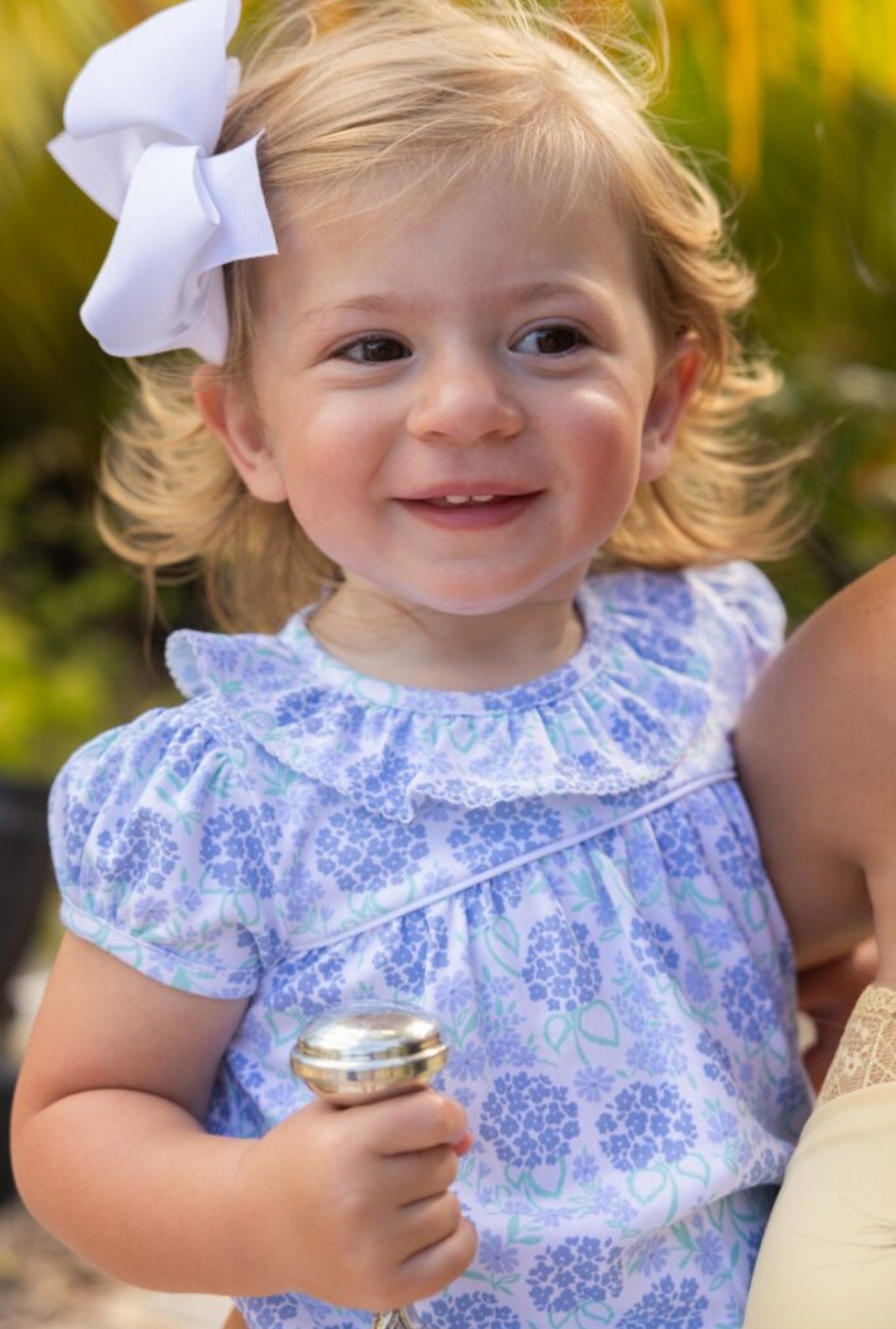 Ramona Ruffle Bubble-PIMA- Handful of Hydrangeas/Worth Ave White