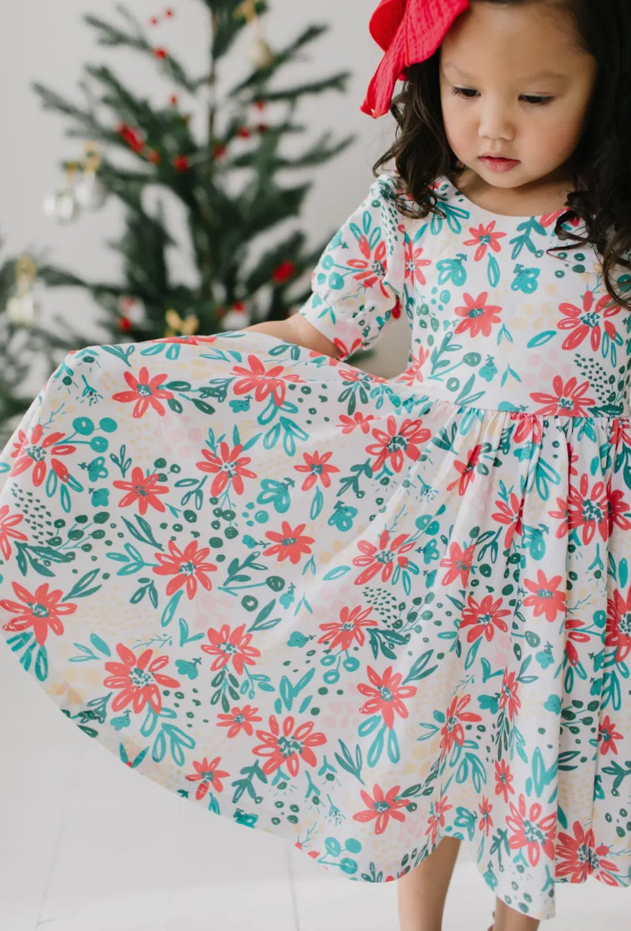 Puff Dress in Holiday Floral