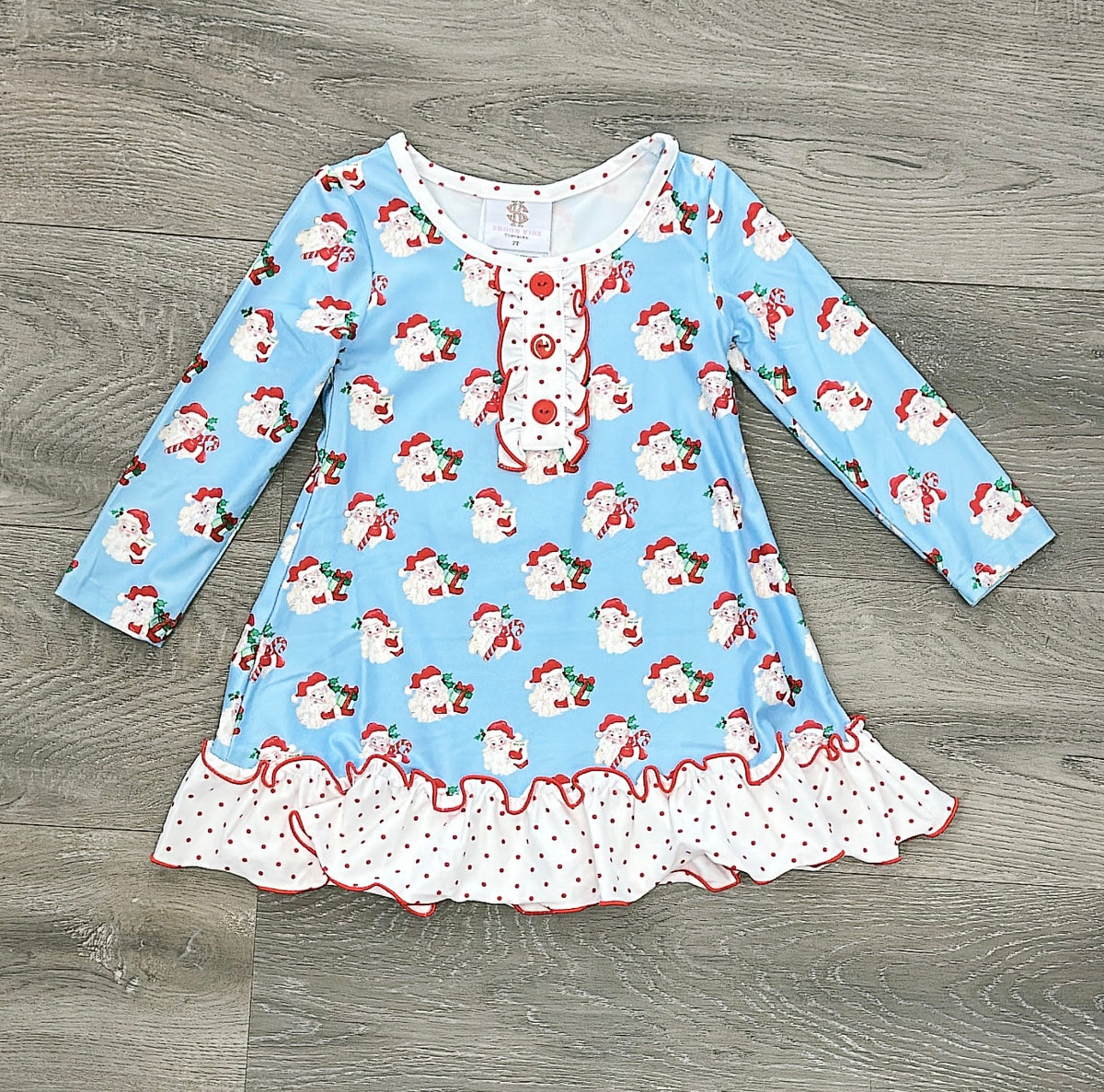 Blue Butterknit Santa Play Dress