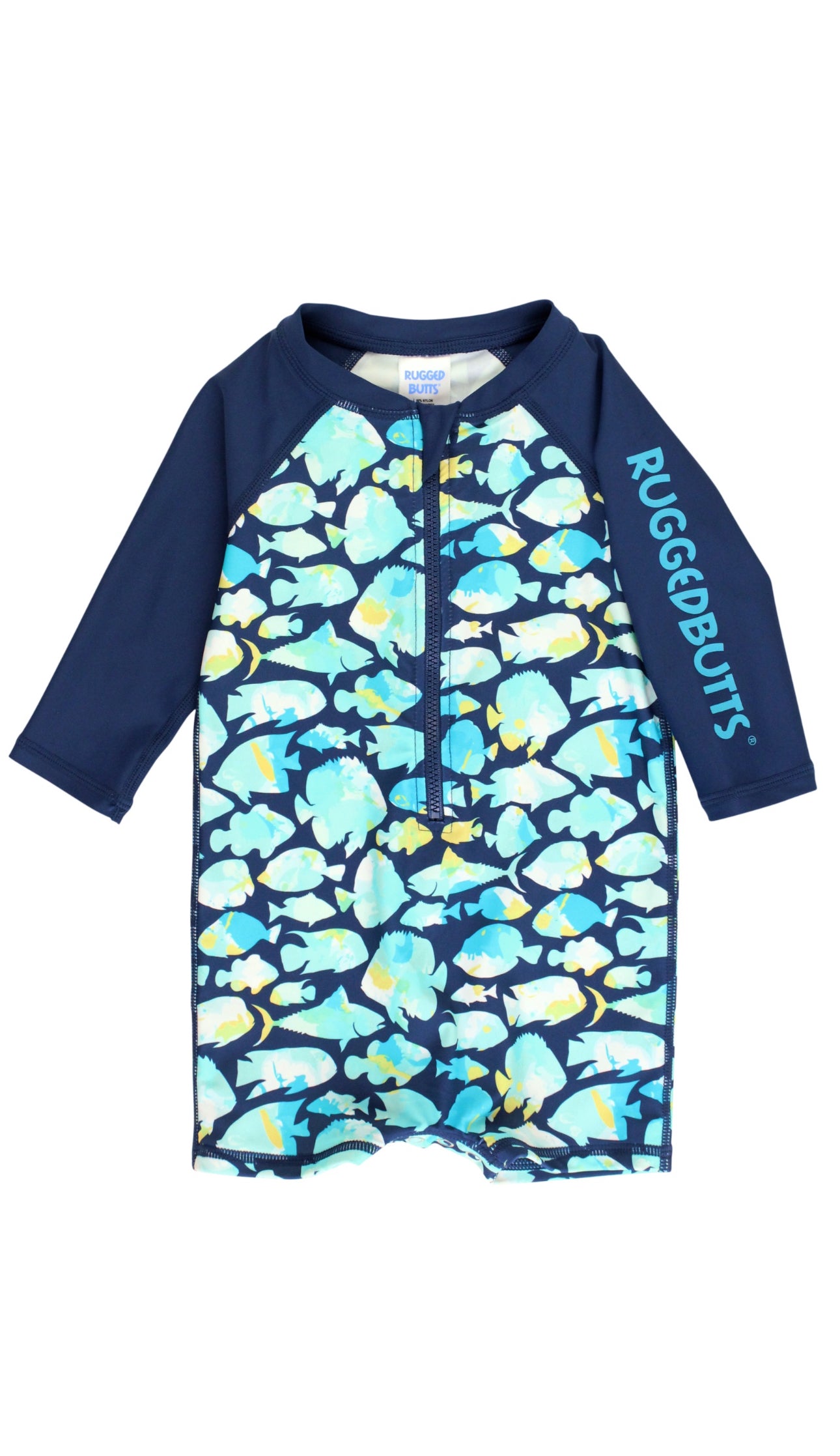 Boys Logo Long Sleeve One Piece Rash Guard- Fish Friends