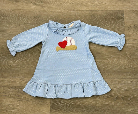 Baseball Heart Polka Dot Dress