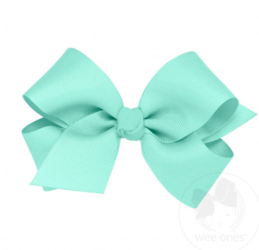 New Aqua-Medium Classic Grosgrain Hair Bow (Knot Wrap)