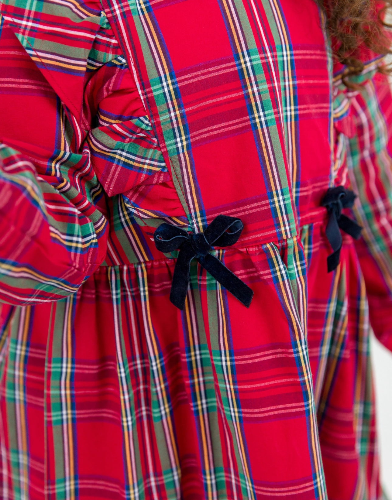 Ruffle Bow Dress-Tis The Season Plaid