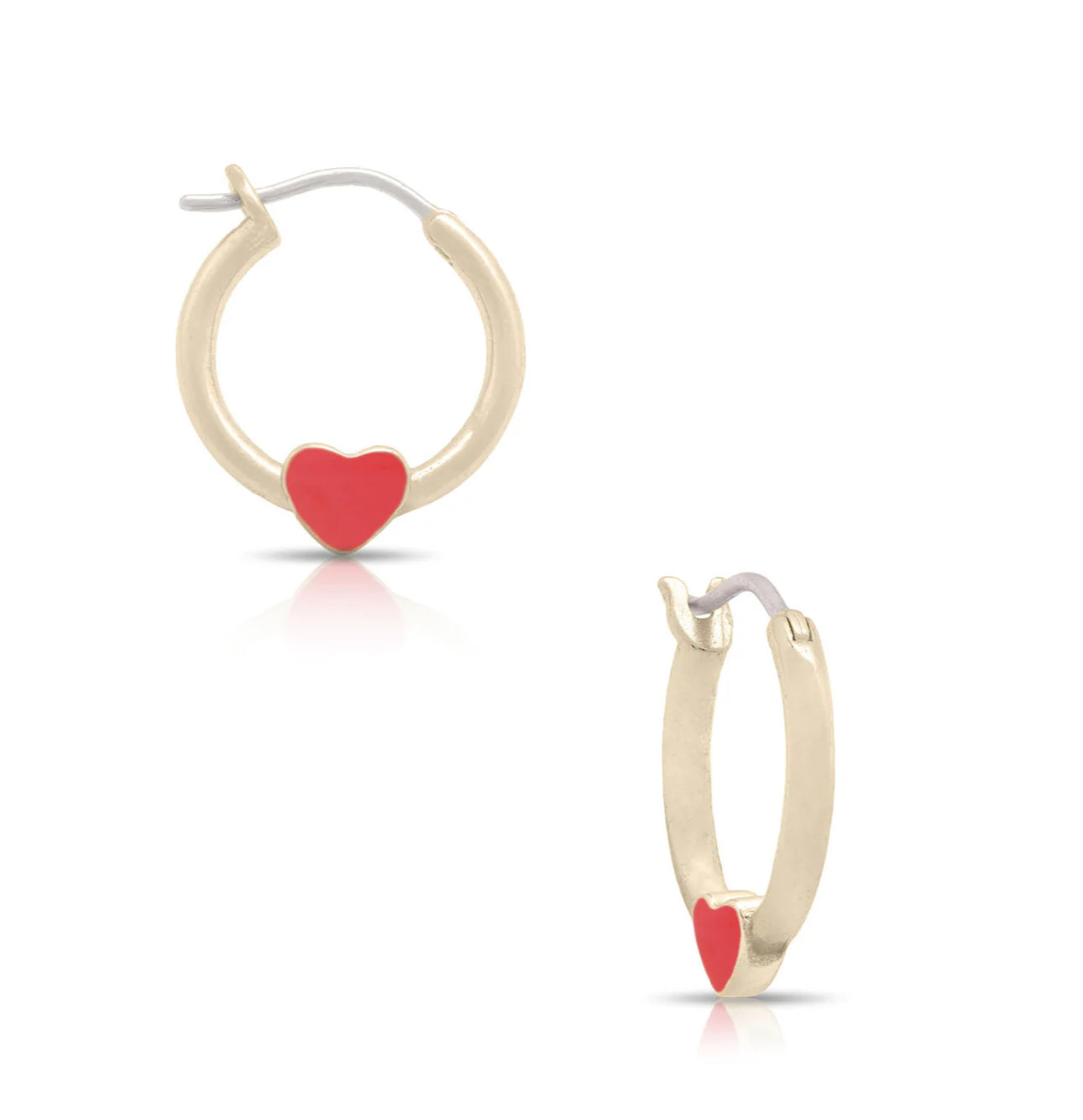 Heart Hoop Earrings-Red