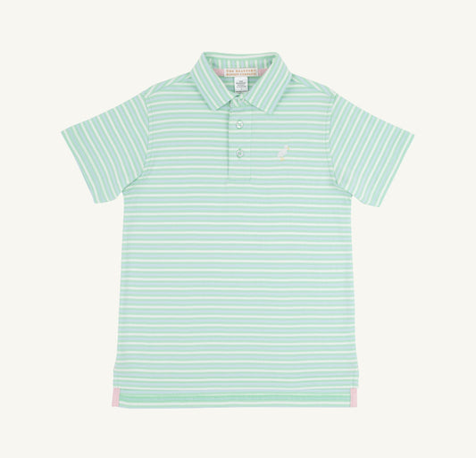 Prim and Proper Polo, SS Pima- Sumner County Stripe (Grace Bay Green)/Multicolor