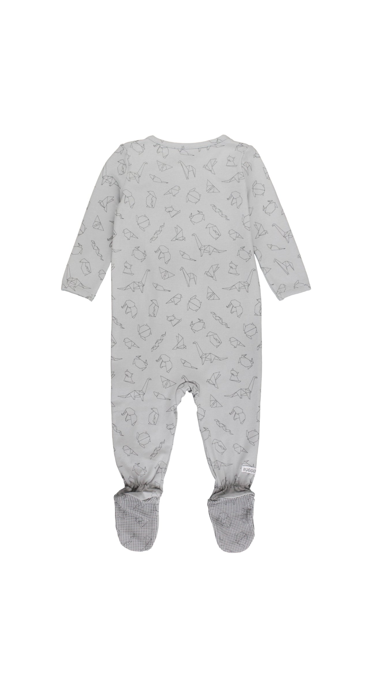 Baby Boys Footed One Piece Pajama-Gray Origami Friends