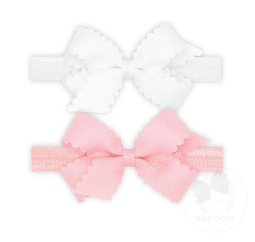 Two Mini Scallop Bows With Bands