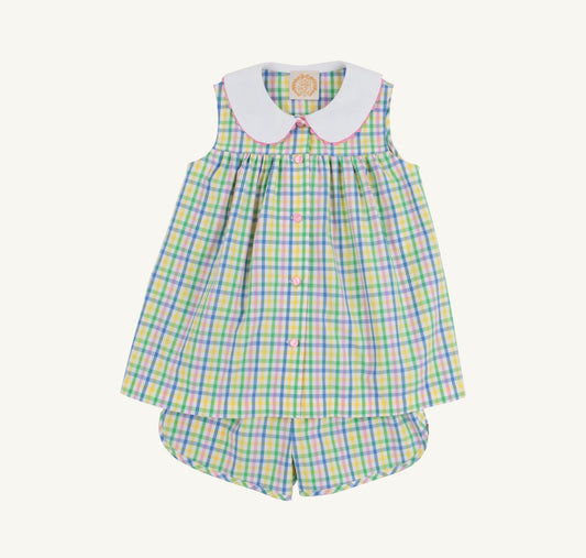 Sleeveless Tabitha’s Teacher’s Pet Set- Knickers-Primland Plaid/Worth Ave White