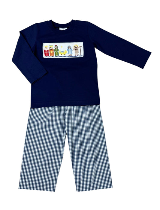 Nativity Smocked Boys Pant Set