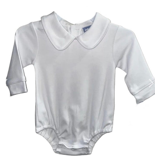 Boys White Long Sleeve Onesie