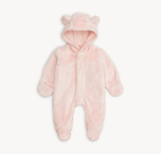 Pink Blossom Minky Bear Footie