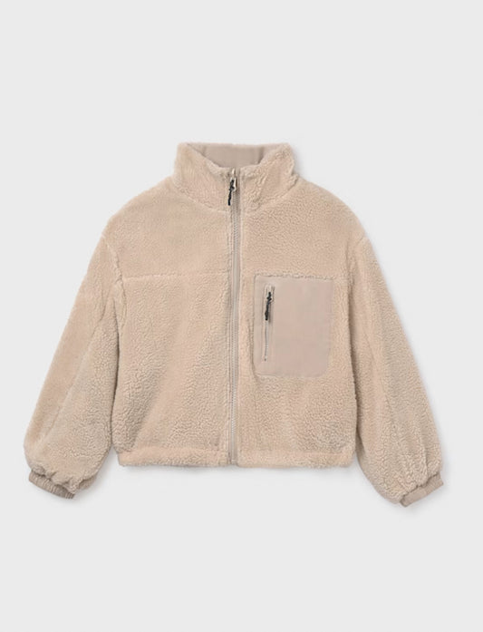 Girl Reversible Puffer Jacket- Sand
