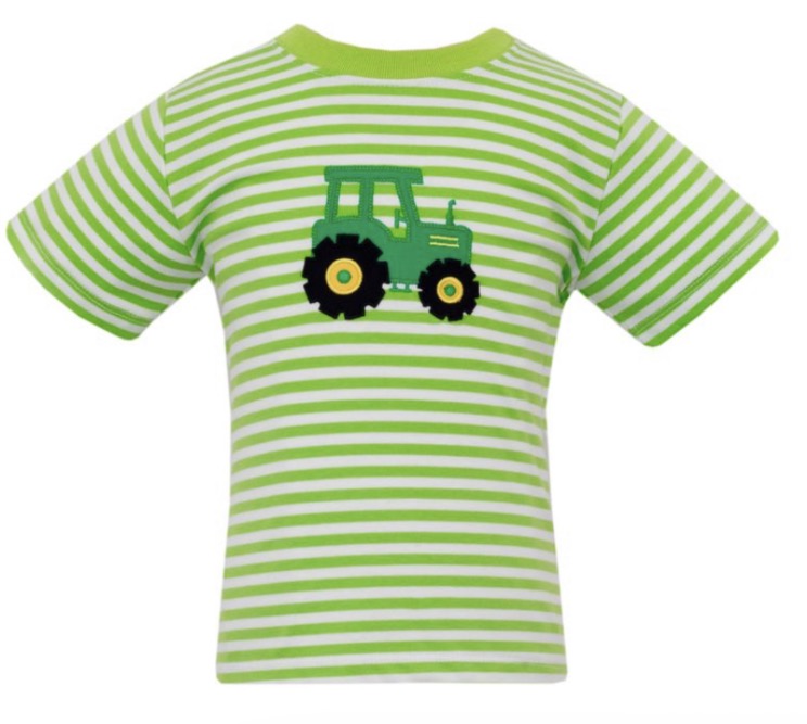 TRACTOR- Lime Green Knit Stripe Boy's T-shirt