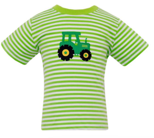 TRACTOR- Lime Green Knit Stripe Boy's T-shirt