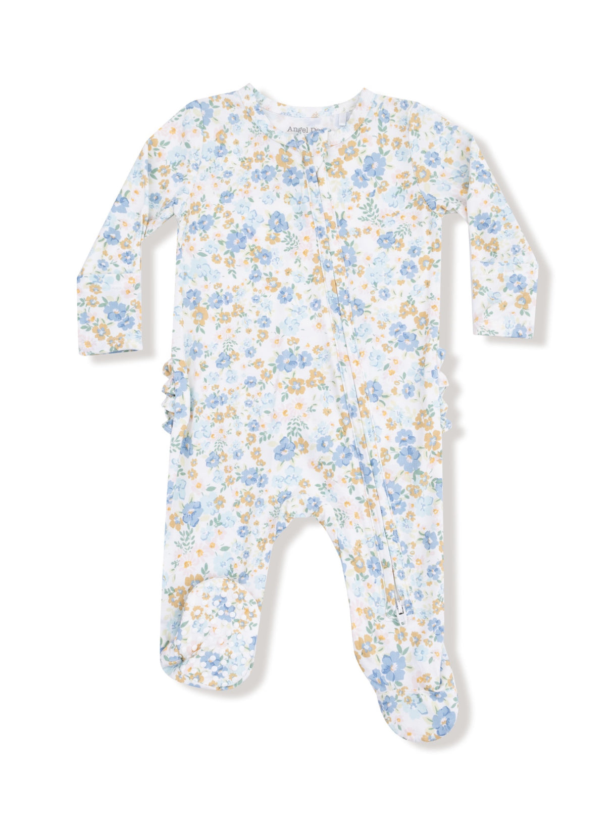 Sweet Rose Calico- 2 Way Zipper Ruffle Back Footie