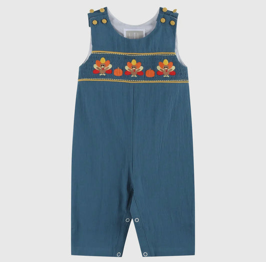 Cobalt Blue Turkey Smocked Overalls