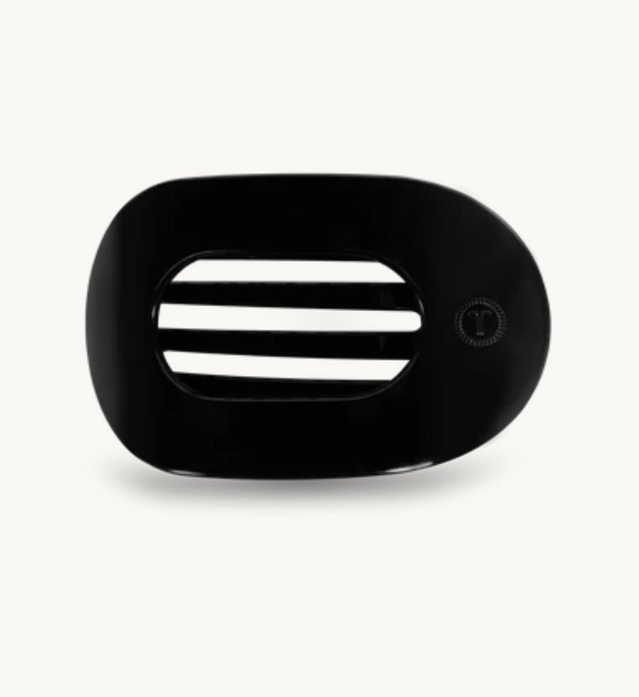 Jet Black Large Round Flat Hair Clip