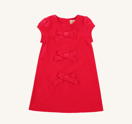 Betts Bow Dress-Velveteen- Richmond Red Velveteen