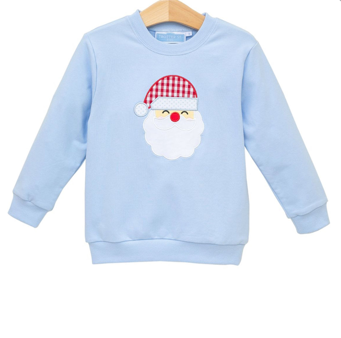 French Terry Pullover- Santa (Light Blue)