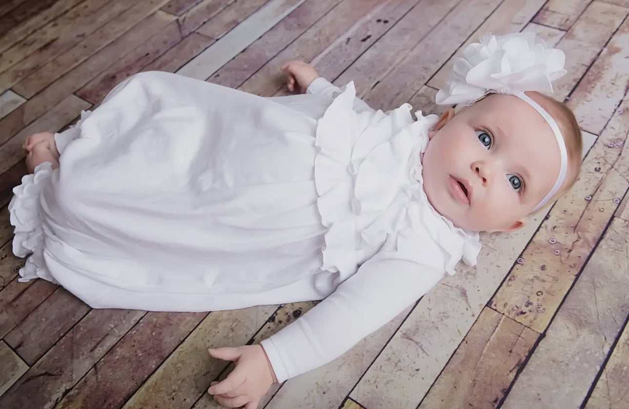 Layette Basic- White Rose Headband