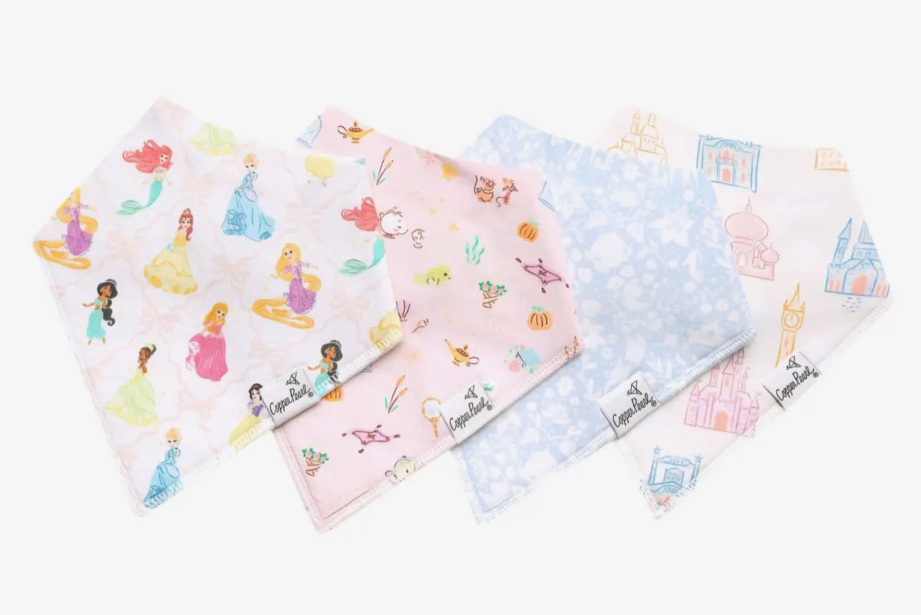 Disney Princess- 4 Pack Baby Bandana Bibs