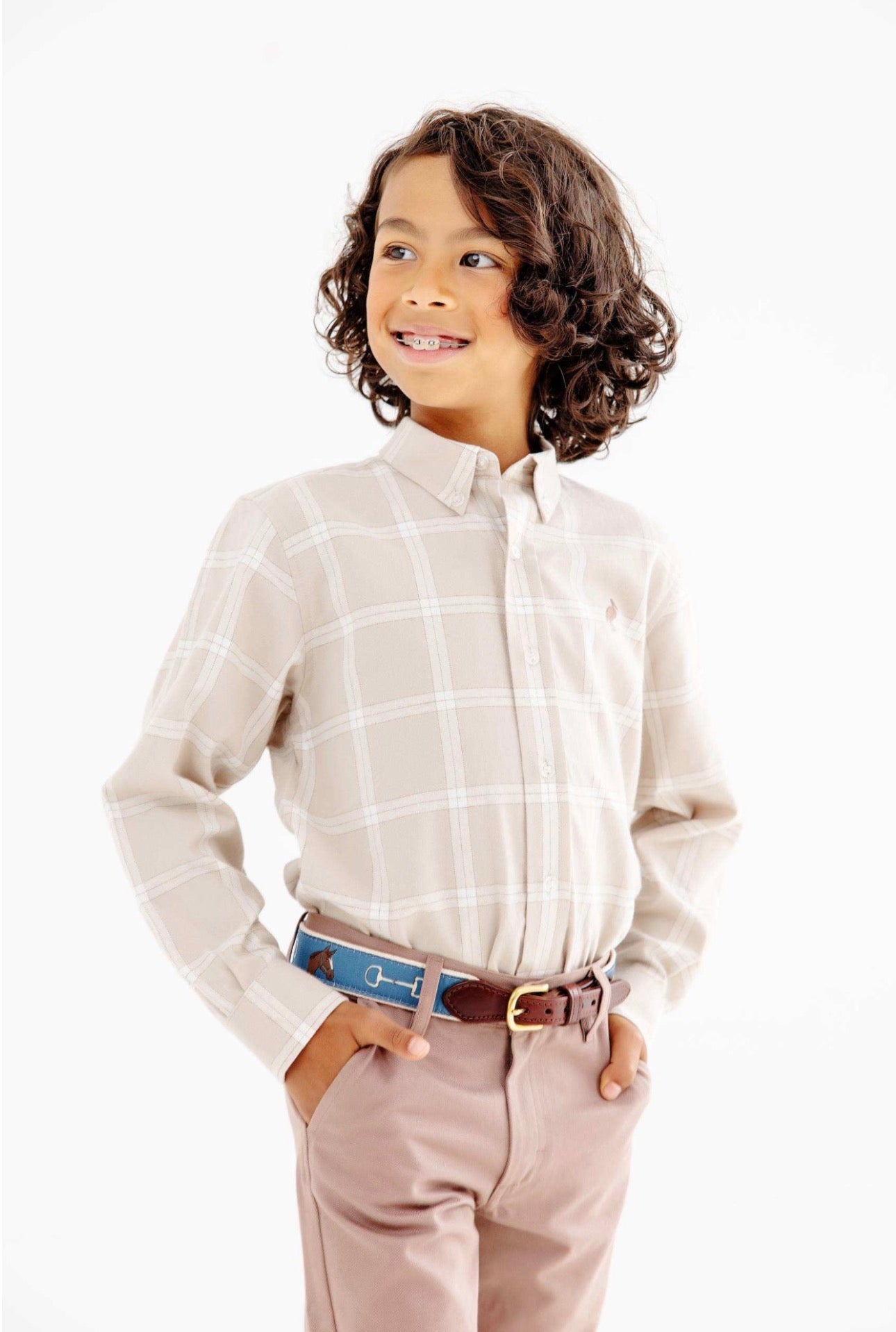Dean’s List Dress Shirty, Flannel-Thompson Park Plaid/Gray Bay Brown